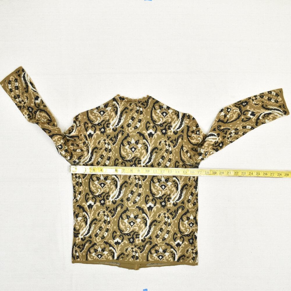 Catalina Jacquard Women's Cardigan Sweater Paisley Brown Size 36 Virgin Wool VTG - Picture 4 of 8